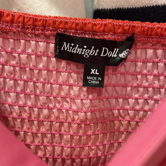 Striped Puff Sleeve Stretch Poplin Preppy Dress XL by Midnight Doll Dillards NWT - Picture 8 of 8